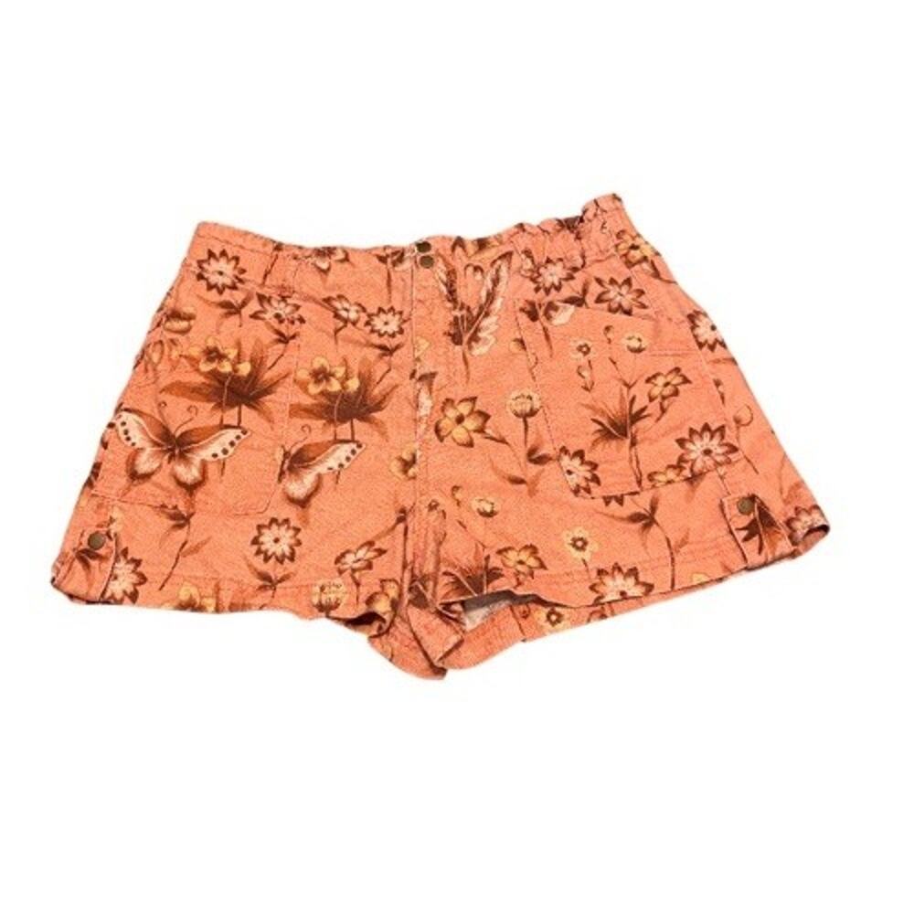 Anthropologie $98 Jesse Floral Butterfly Rose Pink Cotton Utility Shorts Sz 14 - Picture 2 of 6